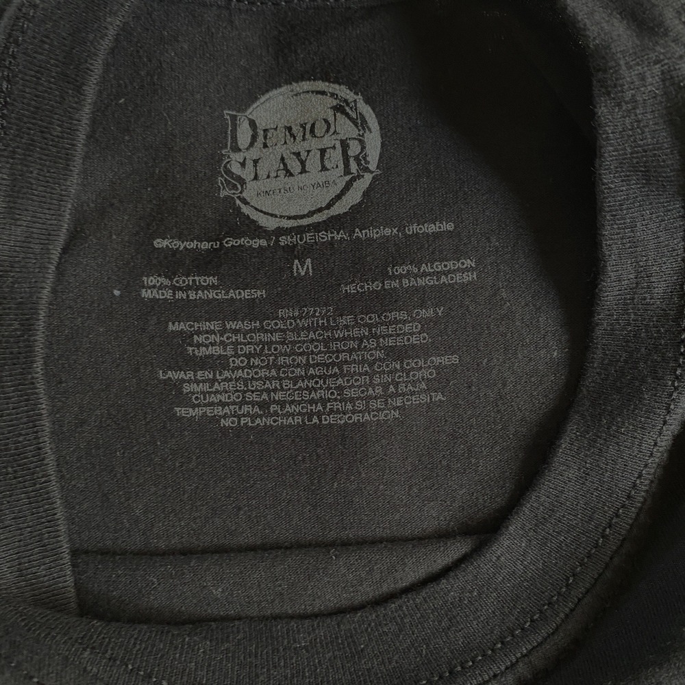Demon Slayer Black Crew Neck T Shirt 100% Cotton Graphic Men's Size Medium - Picture 5 of 5